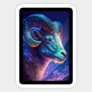 Ram Animal Portrait Painting Wildlife Outdoors Adventure Sticker